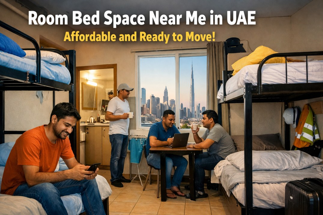 Affordable room bed space in the UAE with furnished shared accommodation for rent in Dubai, Sharjah and Abu Dhabi