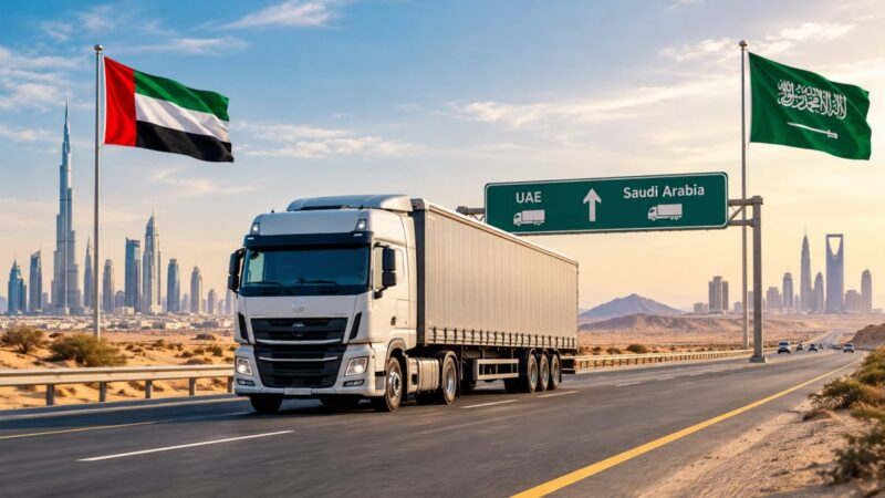 UAE to Saudi Arabia logistics and road freight truck